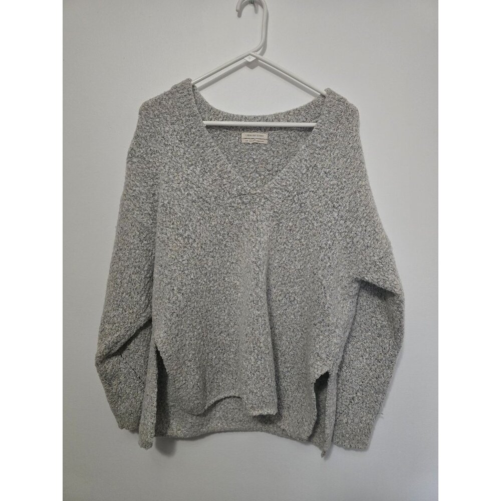 Urban Outfitters Rosie Cozy V-Neck Pullover Sweater Gray